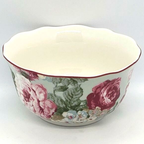 222 Fifth PTS English Rose Ruffle Edge China Cereal Bowl - Picture 2 of 7